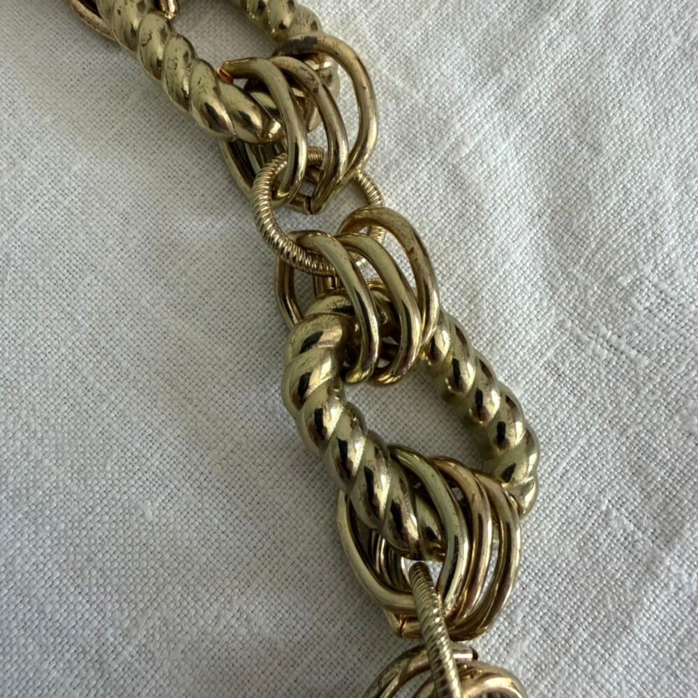 Vintage Robert Rose Gold Chunky Chain Statement Necklace Ribbed Links Retro Y2K - Picture 7 of 7